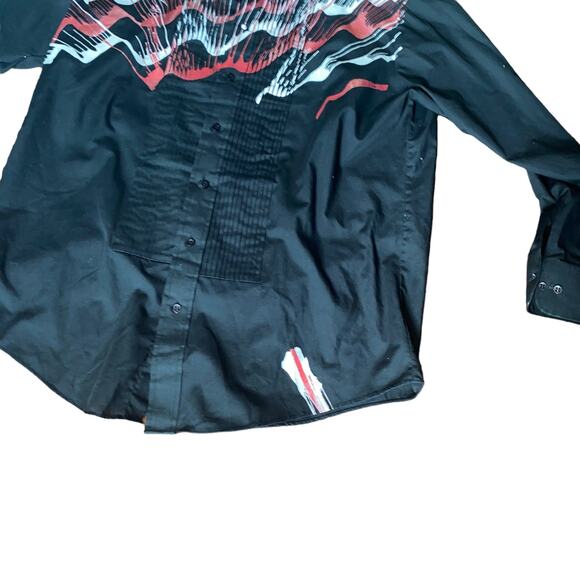 Chaplin Vintage Black Abstract Painted Long Sleeve Button Up Shirt Size Large - Picture 6 of 8